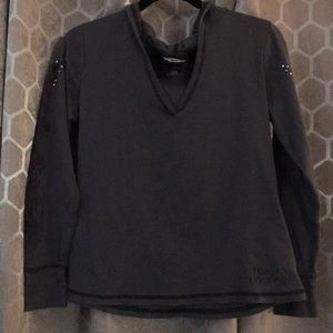 Hooded Harley Davidson Bling long sleeve t-shirt